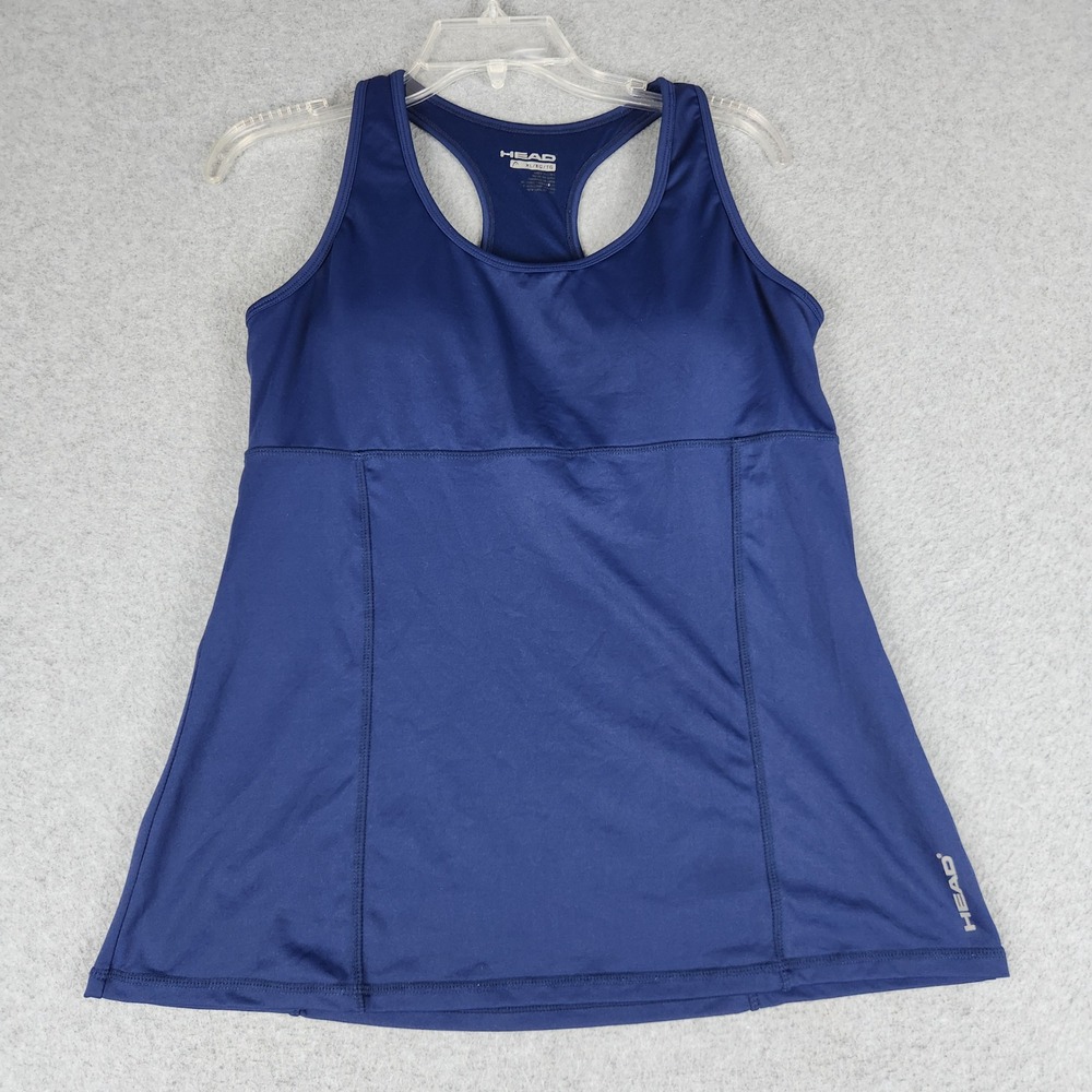 HEAD Tank Top Womens XL Navy Blue Built-in Bra Racerback Athletic Performance